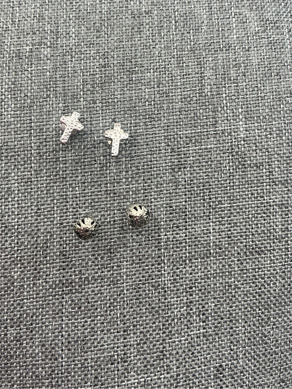 Silver Tone Cross Stud Earrings and Filigree Ball Bundle